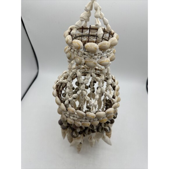 Dangling Shell Chandelier Handmade Wind Chime Home Decor 14x6” Nautical Ocean - Picture 5 of 10